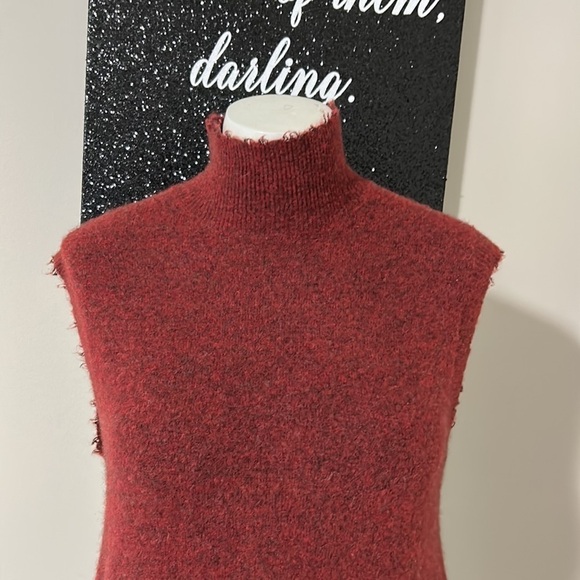 31 Phillip Lim Red Brick Belted Wool Turtleneck Sleeveless Sweater Yak sz XS - Picture 4 of 11